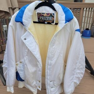 White and Blue Women's Winter Coat